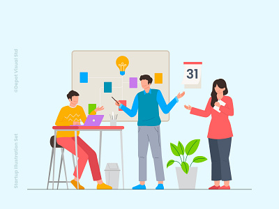Business Meeting business flat illustration meeting office online people startup team