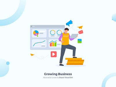 Growing Business Illustration Scene business character flat growing illustration people profit startup uiux website