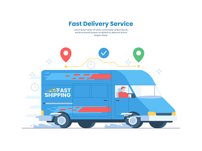 Fast Delivery Service business car delivery fast flat illustration logistic service shipping