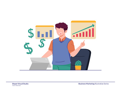 Business Profit Illustration business character finance flat illustration marketing money people profit vector