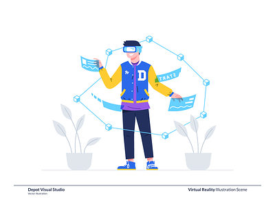 Virtual Reality Illustration character flat illustration game illustration man modern people virtual reality vr game vr headset