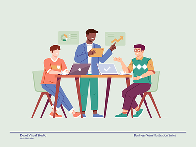 Business Team Flat Illustration business character company corporate discussion flat header illustration meeting people startup team website