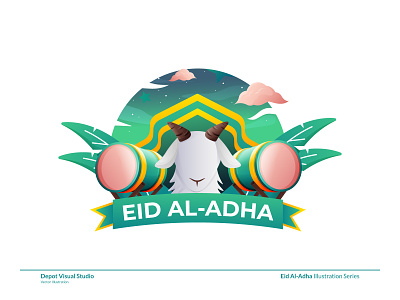 Eid Al-Adha Greeting Illustration adha animal celebrate character eid eid adha gradient greeting happy illustration islam mubarak muslim