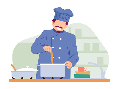 Chef character design chef concept design digital flat vector food illustration people vector
