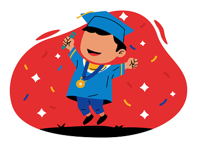 Happy Graduation! character design education flat graduation happy illustration kids people vector