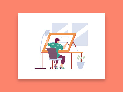 Architecture Illustration architect character draw flat header illustration industrial people ui ux website work