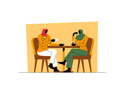 Meeting old friends at Coffee Shop business character coffee shop flat girl header illustration people