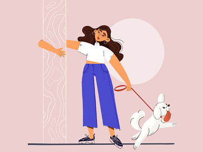 Morning Walks character design digital illustration dog dog walking illustration procreate