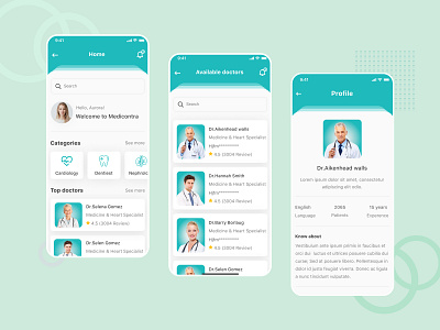 Medicontra - Doctor appointment app app app desidn appointment clean creative design design home page iso medical app minimal product design prototype ui