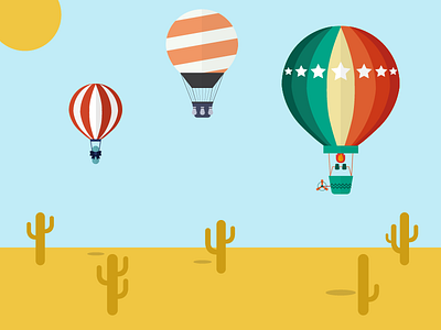 Flat balloons in desert automn balloon cactus coloured desert flat illustration illustrator