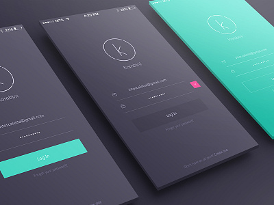 Kombini Log In screen by Vitaly Rubtsov on Dribbble