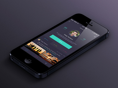 Kombini Profile app dark flat ios7 iphone mobile social ui