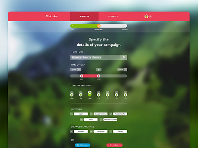 Clicktube Targeting Page advertising flat marketing switcher transparent ui web
