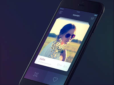 Dating App – Nearby app cards dark dating design gradient icons ios iphone like smooth ui