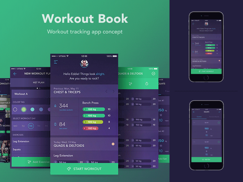 Workout Book App Concept ae animation app fitness gym ios mobile ui ux workout