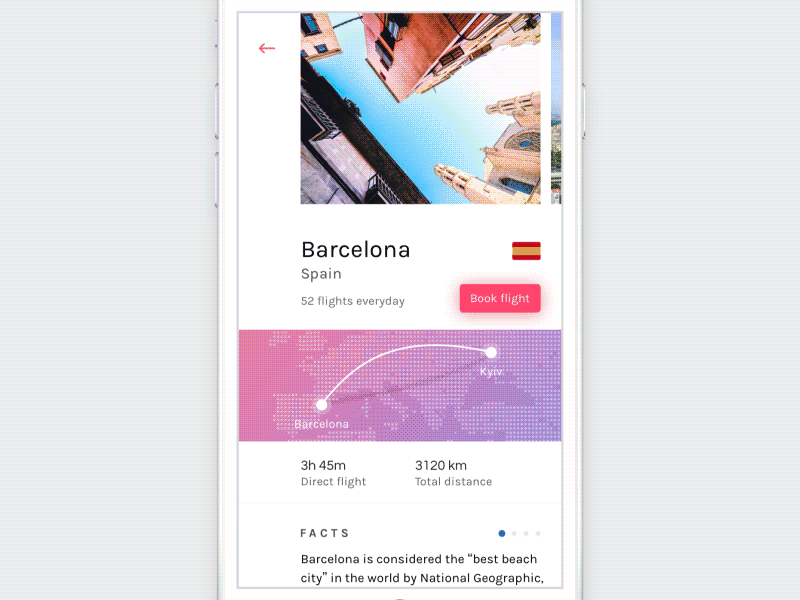 Photo Gallery for Flight Booking app project app clean flight booking flights gallery interaction ios light mobile travel ui