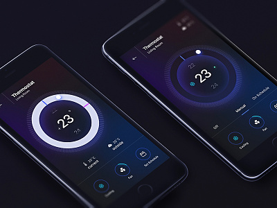 Thermostat Drafts app climate climate control darkui ios iot mobile smart home ui ux