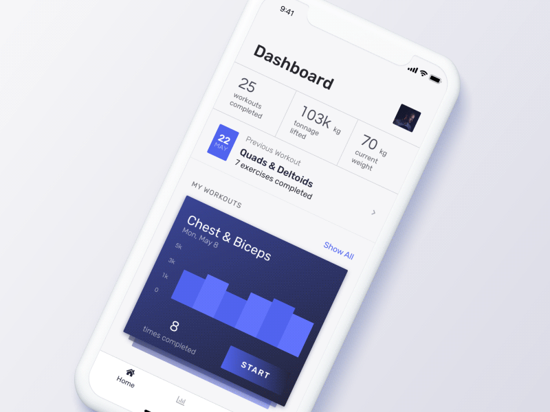 Workout tracker: Home transitions fitness gym mobile product design sport hey dribbble tracker ui ux workout workout tracker