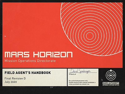 Mars Horizon 70s handbook mars print red retro sci fi scifi