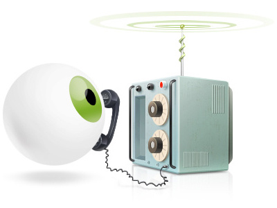 Curiosite's eye communication contact curiosite eye green illustration radio telephone