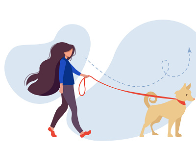 Девушка гуляет с собакой design logo ui web девушка прогулка собака
