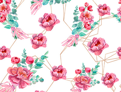 Pink peonies seamless pattern design flover pattern peonies