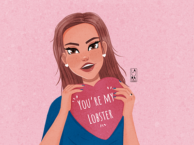 You’re my lobster 🦞 digitalart dribbble dribbbleshot friends girl girlportrait heart illustration illustrator lobster love valentinesday