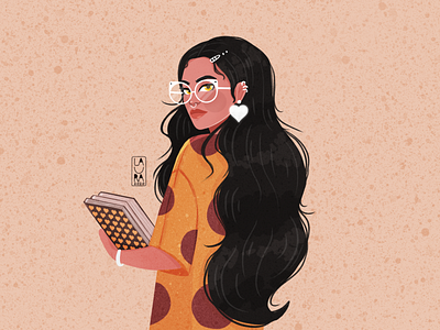 Lola books digitalart dribbble dribbbleshot girl girlportrait glasses illustration illustrator