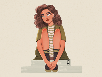 Stairs digitalart dribbble dribbbleshot girl girlportrait illustration illustrator