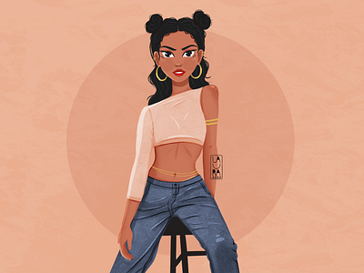 Boss babe digitalart doublebuns dribbble dribbbleshot girl girlportrait illustrator womenpower