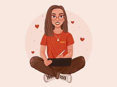 Self portrait digitalart dribbble dribbbleshot girlportrait glasses illustration illustrator