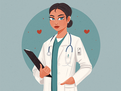 Doctor digitalart dribbble dribbbleshot girlportrait illustration illustrator stayhome