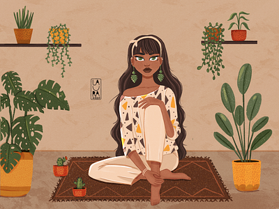 Plant Lady 🌱 digitalart dribbble dribbbleshot girlportrait illustration illustrator plantlover plantmom