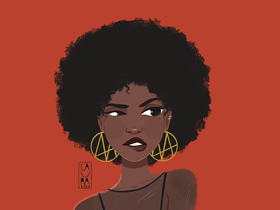 Afro girl afro afrogirl digitalart dribbble dribbbleshot girl girlportrait illustration illustrator