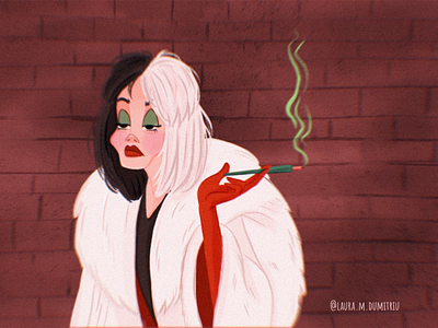 Cruella de Vil cruela de vil digitalart disney disney art dribbble dribbble best shot dribbbleshot illustration