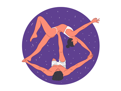 AcroYoga acroyoga couple flow illustration purple vector artwork yoga