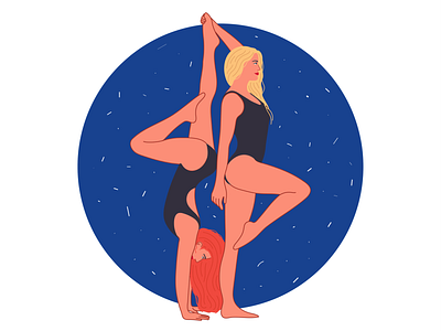 AcroYoga Handstand acrobatics acroyoga art blue circle girls handstand illustration symetry vectorart yoga yogaposes