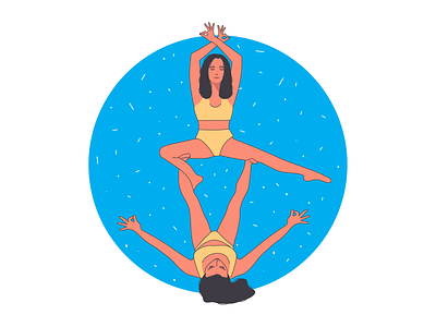 Balance acroyoga drawing girls illustration yoga