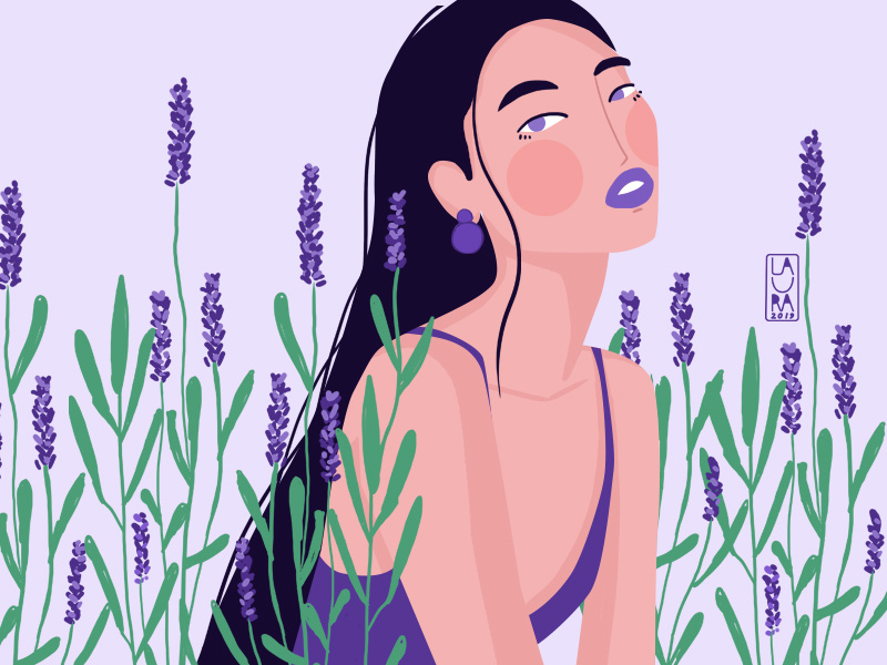 Lavender digitalart flowers girlportrait asiangirl purple lavender