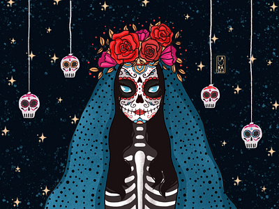Dia de muertos animatedgif calavera calaveracatrina creative dayofthedead diadelosmuertos diademuertos digitalart illustration mexican mexicanholiday skeleton skull