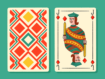 Jack of Diamonds cards design deck of cards design dribbble dribbbleweeklywarmup illustraion illustrator jack jackcard jackofdiamonds