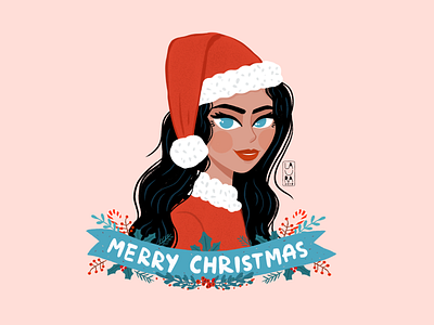 Merry Christmas christmas dribbble girl girlportrait holidays merry christmas