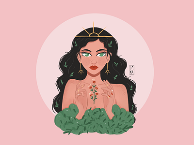 Plant Queen digitalart dribbble dribbbleshot girl girlportrait illustration procreate queen