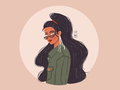 cool girl digitalart dribbble dribbbleshot girl girlportrait glasses illustration illustrator