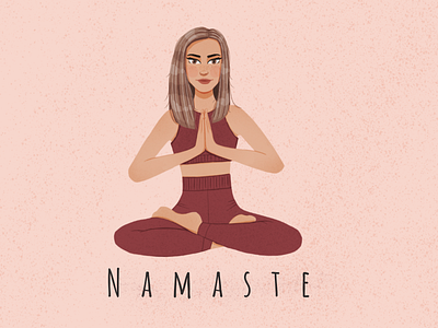 Namaste digitalart dribbble dribbbleshot girl girlportrait illustration illustrator namaste yoga yoga pose