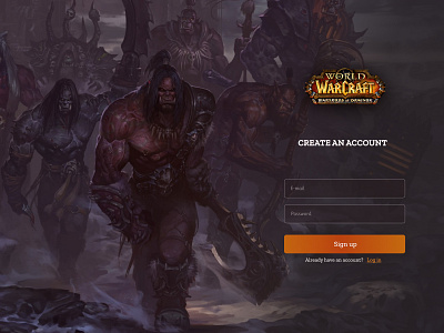 World of Warcraft - Sign Up design graphic design page sign up ui ux world of warcraft wow