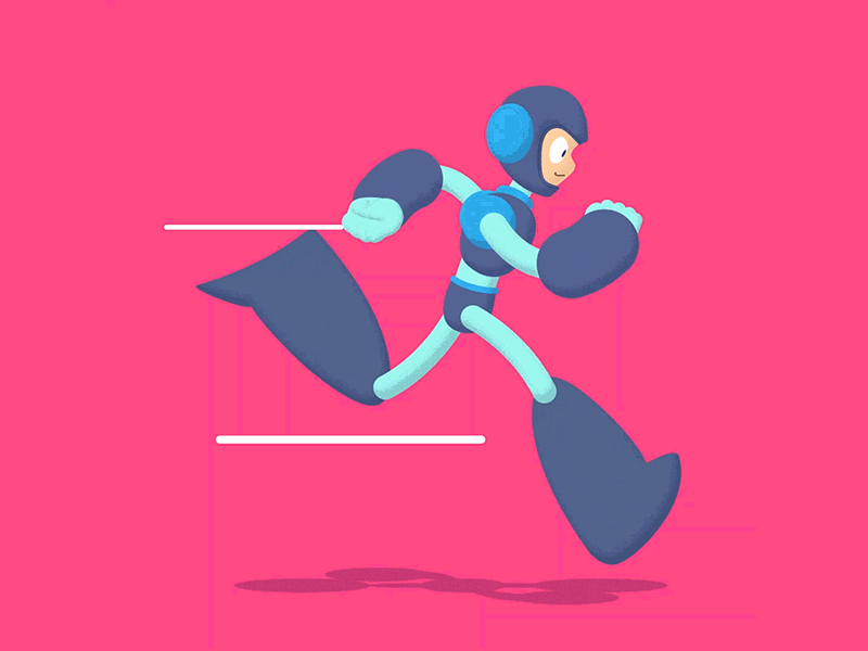 Mega Man running! after effects animation 2d flat illustration jellyframe