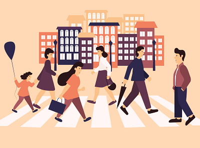 crosswalk art design flat illustration illustration vector