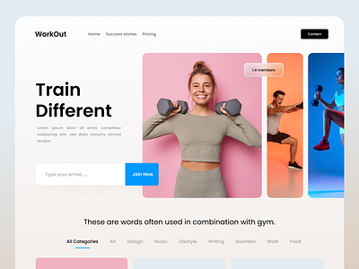 Landing Page - Work out 3d animation branding calories design exercise fitness graphic design gym health landing page logo motion graphics muscle ui web design website workout yoga zumba