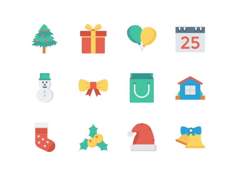 Freebie - Christmas Icon Set animation bell christmas freebie gif holidays icon set icons present snowflake snowman tree